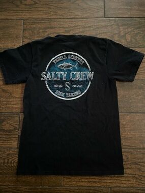 Salty Crew Black Tee with White Chest Label Size S